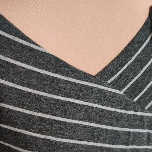 Vince Camuto Womens Petite Striped Crisscross Bandage BodyCon Dress Gray sz PM - Picture 4 of 6